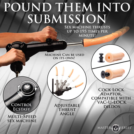 Deluxe Adjustable Sex Sling Throne with Sex Machine: close-up detail - BDSM Authority