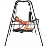 Deluxe Adjustable Sex Sling Throne with Sex Machine: rear view - BDSM Authority