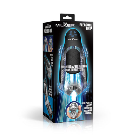 Pleasure Grip Sucking and Vibrating Masturbator retail packaging - BDSM Authority