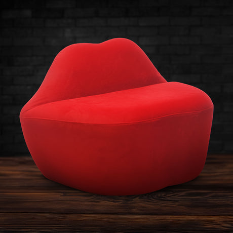 Lips loveseat bondage couch in velvet: statement sex furniture for couples - BDSM Authority