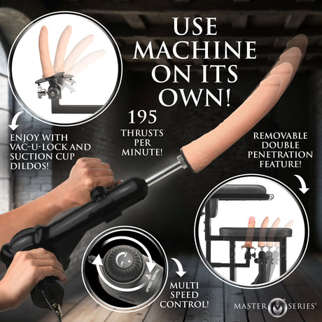 Enforcer Bondage Chair with Sex Machine: close-up detail - BDSM Authority