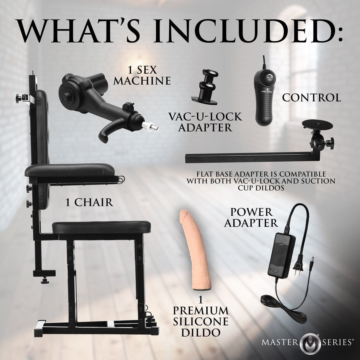 Enforcer Bondage Chair with Sex Machine: restraint hardware detail - BDSM Authority