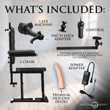 Enforcer Bondage Chair with Sex Machine: restraint hardware detail - BDSM Authority