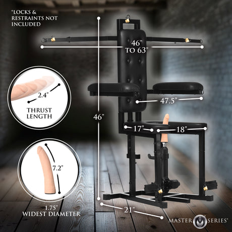 Enforcer Bondage Chair with Sex Machine: frame construction detail - BDSM Authority