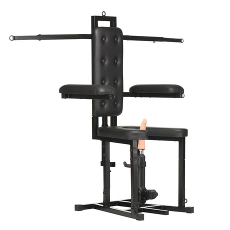 Enforcer Bondage Chair with Sex Machine: rear view - BDSM Authority