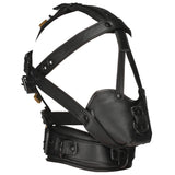 Genuine leather head harness straps and buckles laid flat - BDSM Authority