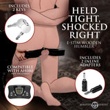 Exposed e-stim wooden humbler hinged opening detail - BDSM Authority