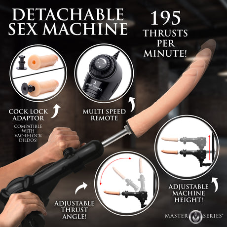 Hog Tie Bondage Rack with Sex Machine angle view - BDSM Authority