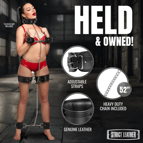 Strict Leather Bondage Set ankle cuffs gallery view 4, BDSM Authority