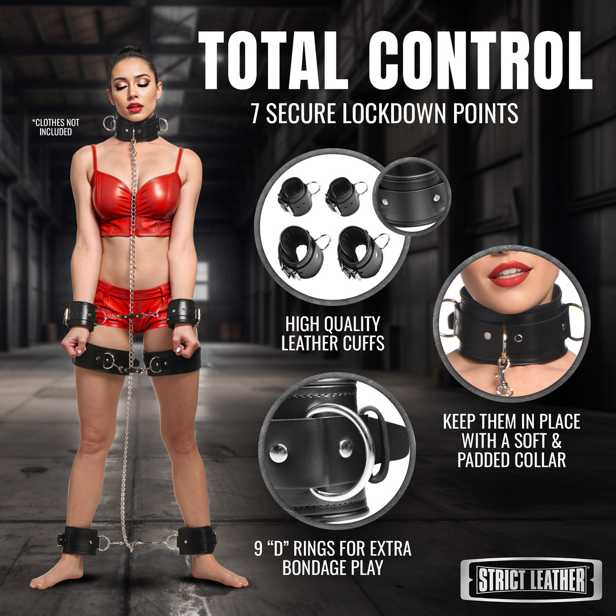 Strict Leather Bondage Set collar detail gallery view 2