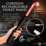 Black Elektrawand violet wand glass comb and tongue electrodes - BDSM Authority