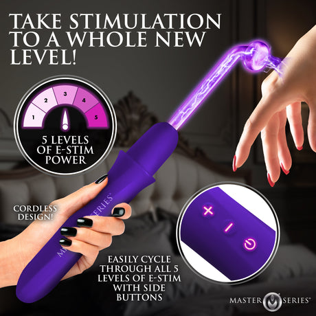 Purple Elektrawand violet wand handle and control detail - BDSM Authority