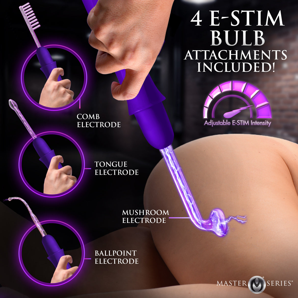 Purple Elektrawand violet wand ballpoint and mushroom electrodes - BDSM Authority