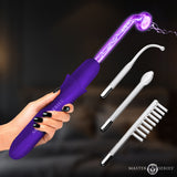 Purple Elektrawand rechargeable violet wand with four glass attachments - BDSM Authority