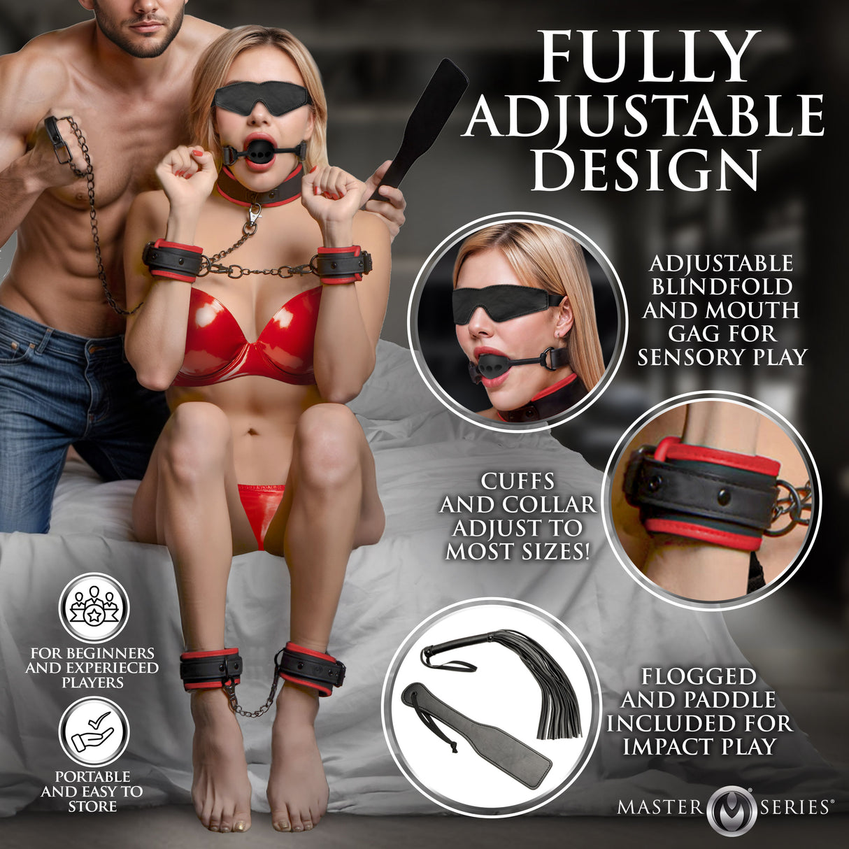 Scarlet Seduction Leather Bondage Travel Set detail view 2 - BDSM Authority