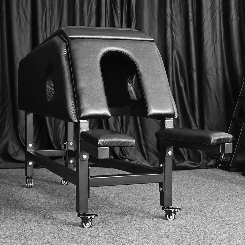 Adjustable kneeling and prone chair HQJS-005 left side view ergonomic rehabilitation mobility chair.

