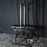Adjustable Breeding Stand BDSM Positioning System, heavy-duty adjustable BDSM furniture featuring reinforced frame, padded supports, and secure multi-point restraint system for stable positioning and support.
