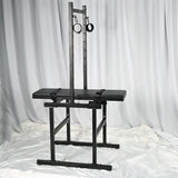 Adjustable Breeding Stand BDSM Positioning System, heavy-duty adjustable BDSM furniture with reinforced frame, padded supports, and multi-point restraint system designed for stable positioning and support.
