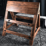 Adjustable kneeling and prone triangular wooden horse HQSM-018 side view featuring sturdy wooden construction, ergonomic angled support design, and adjustable positioning for therapy or training applications
