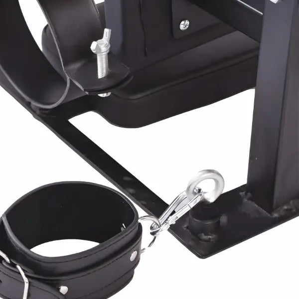 Adjustable queening chair with transparent funnel and feet restraint for BDSM and fetish furniture use
