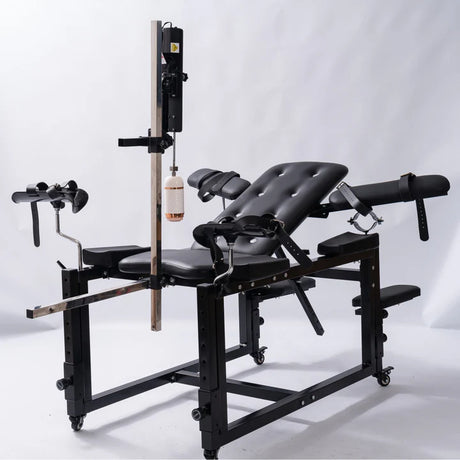 Commercial Adjustable Bench System with Integrated Motion Unit full view, heavy-duty adjustable seating system featuring reinforced frame, padded bench, and integrated motion mechanism for stable support and controlled positioning.
