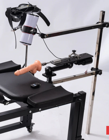 Commercial Adjustable Bench System with Integrated Motion Unit attachment view, heavy-duty adjustable seating system featuring reinforced frame, padded bench, and integrated motion mechanism for stable support and controlled positioning.
