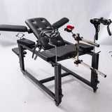 Commercial Adjustable Bench System with Integrated Motion Unit featuring neck restraint attachment, heavy-duty padded bench, reinforced frame, and adjustable positioning system for secure support and stability.

