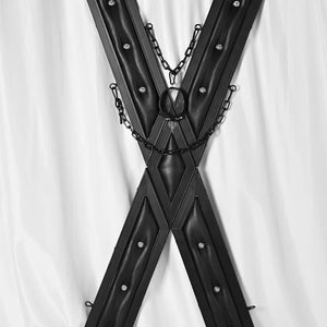 Elegant Noir St. Andrew's Cross, Freestanding Cruciform BDSM Restraint Frame with Wrist