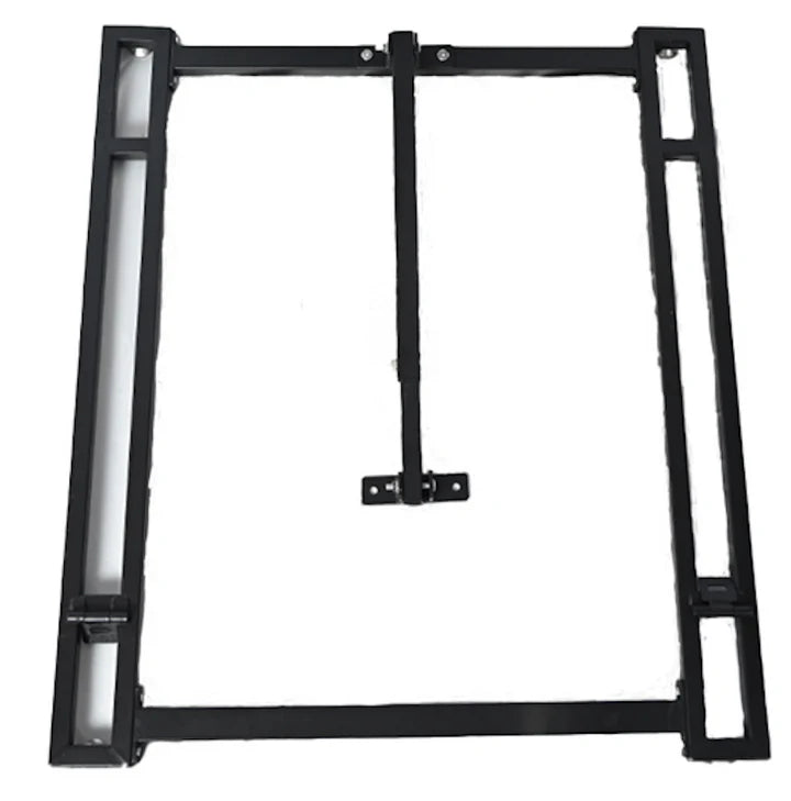 Elegant Noir St. Andrew’s Cross base stand featuring sturdy support legs, reinforced structure, and stable foundation for secure positioning.
