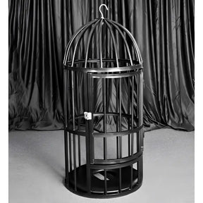 Heavy-duty BDSM birdcage with compact 118 cm vertical profile and reinforced steel containment frame, BDSM Authority
