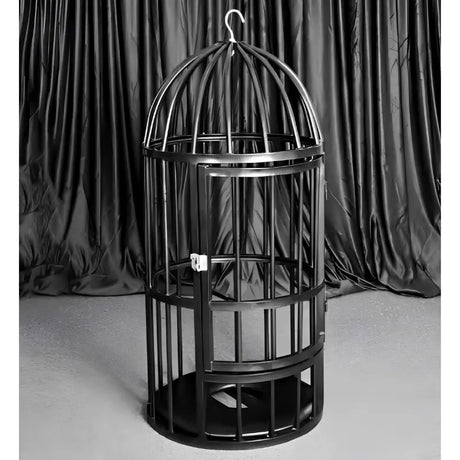 Heavy-duty BDSM birdcage with compact 118 cm vertical profile and reinforced steel containment frame, BDSM Authority