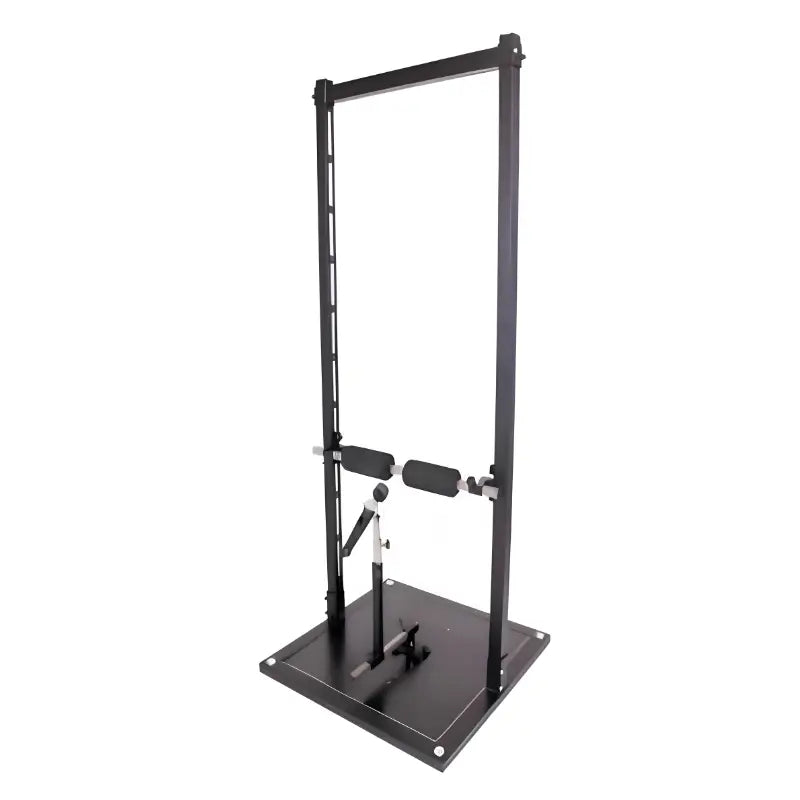 Heavy-duty bondage rack with reinforced steel frame and adjustable restraint mounting points
