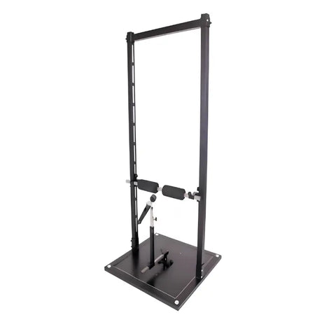 Heavy-duty bondage rack with reinforced steel frame and adjustable restraint mounting points
