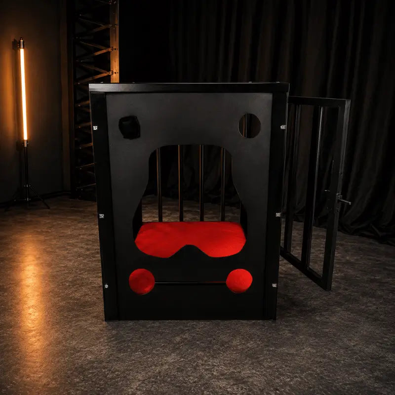 Heavy-duty butt restraint cage with reinforced steel construction and secure positioning frame
