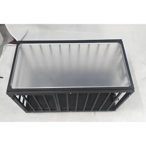 Heavy-duty clear table cage with reinforced transparent enclosure and steel support frame design
