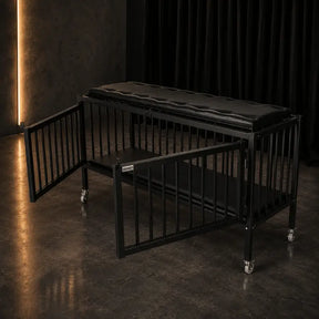 Heavy-duty metal cage-style studio bed with reinforced frame and enclosed structural design N-GZ-011
