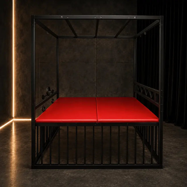 Heavy-duty metal cage-style studio bed with reinforced frame and enclosed structural design P-CT-001
