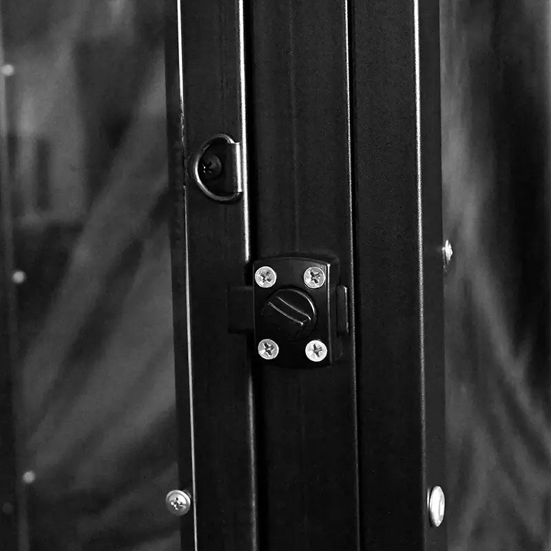 Heavy-duty Pleasure Bed HQJS-012 model 3 lock feature detail showing reinforced locking mechanism designed for secure assembly, stability, and long-lasting steel frame support.
