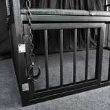 Heavy-duty adjustable bed HQJS-012 detail view showing reinforced steel frame construction and durable mechanical support system designed for stability and indoor use.