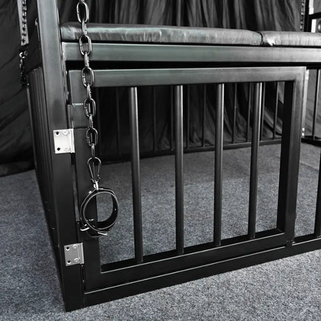 Heavy-duty adjustable bed HQJS-012 detail view showing reinforced steel frame construction and durable mechanical support system designed for stability and indoor use.