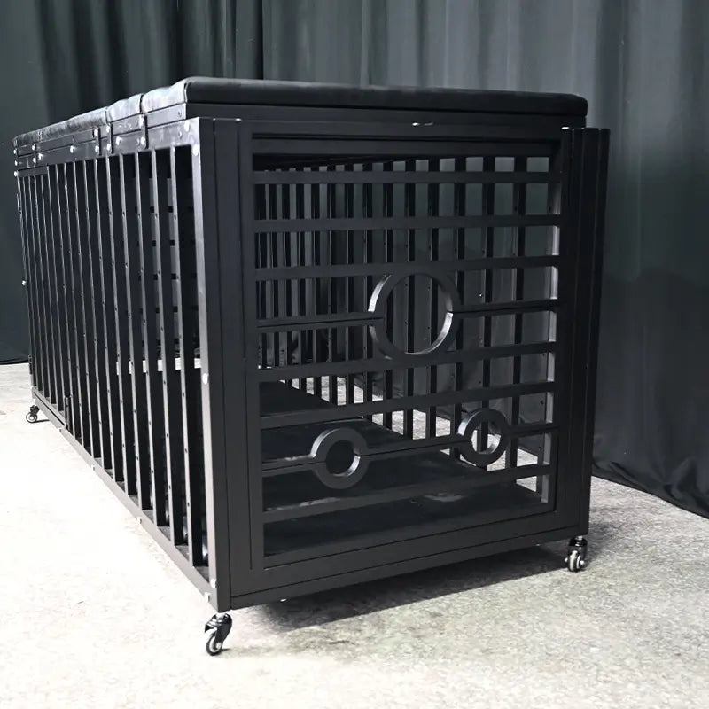 Heavy-duty Pleasure Bed HQJS-012 head view featuring a durable steel frame design with reinforced construction for long-lasting comfort and support.
