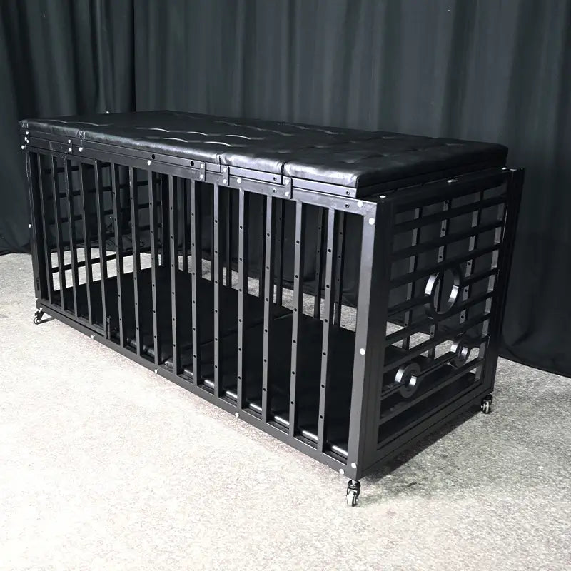 Heavy-duty Pleasure Bed HQJS-012 left view featuring a heavy-duty steel frame construction designed for stability, durability, and long-lasting comfort.
