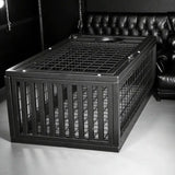 Heavy-duty standing BDSM cage with vertical steel frame for full-body confinement, BDSM Authority