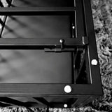 Heavy-duty standing and sleeping cage HQJS-021 lock feature view showing secure locking mechanism and durable steel frame design for safe multi-purpose indoor and outdoor use
