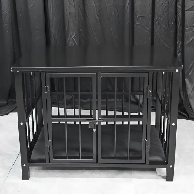 Heavy-duty table cage with reinforced steel frame and secure enclosed restraint structure

