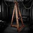 Heavy-duty vintage tripod stand HQSM-023 front view showcasing industrial-grade metal construction with stable three-leg base and rustic vintage design finish
