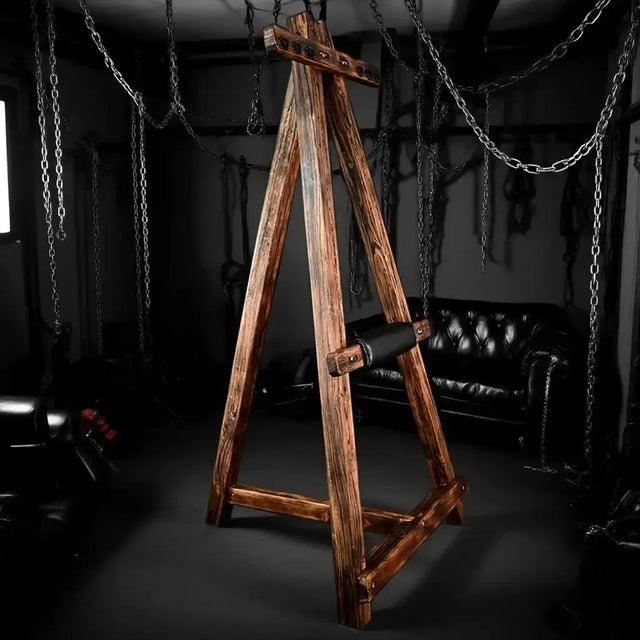Heavy-duty vintage tripod stand HQSM-023 front view showcasing industrial-grade metal construction with stable three-leg base and rustic vintage design finish
