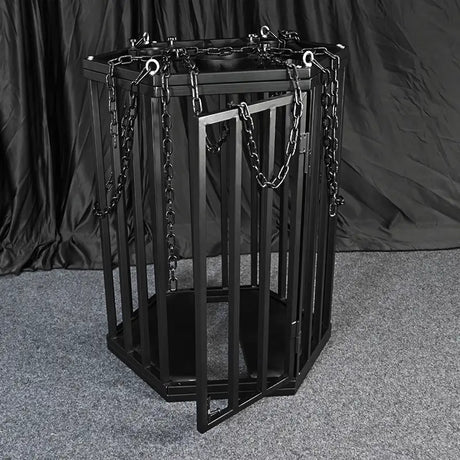 Heavy-duty hexagonal hanging cage HQJS-006 front view showcasing a durable geometric metal frame designed for decorative storage, display functionality, and industrial-style interiors.
