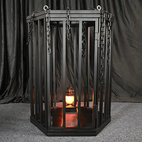 Heavy-duty hexagonal hanging cage HQJS-006 lifestyle scene featuring a durable industrial-style metal frame designed for decorative storage, display use, and modern interior or outdoor spaces.

