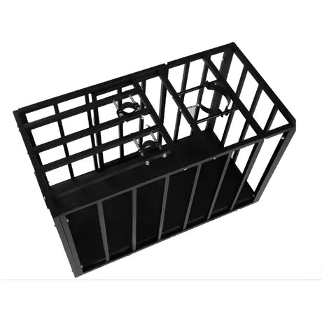 Heavy duty extra large confinement cage top view showcasing overall layout, reinforced frame structure, and enclosure design
